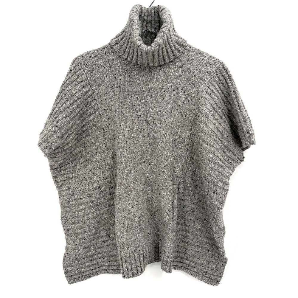Athleta‎ Wool Blend Passage Donegal Poncho Size XXS/XS Sweater Gray Turtleneck